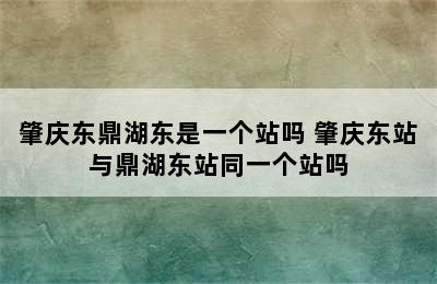 肇庆东鼎湖东是一个站吗 肇庆东站与鼎湖东站同一个站吗